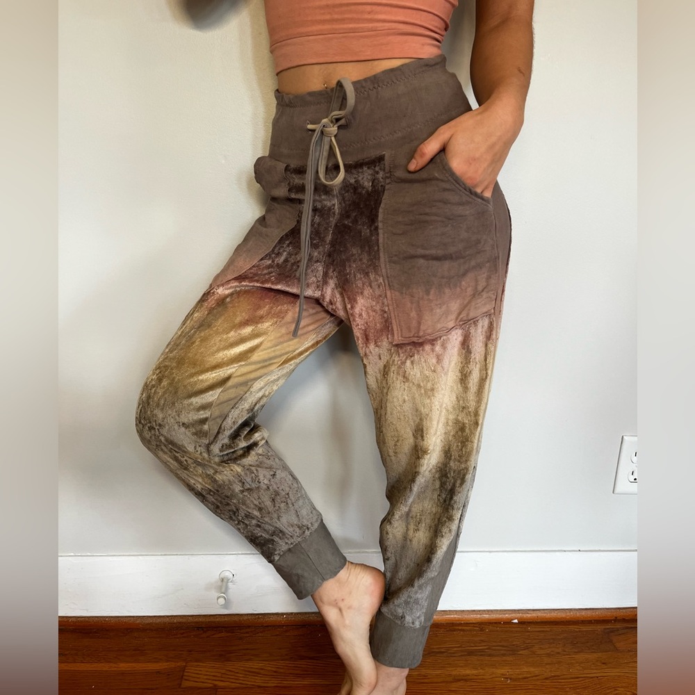 Handmade naturally dyed organic bamboo velour hemp fleece sweatpants joggers